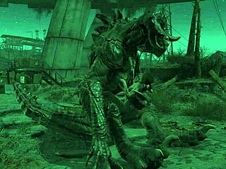 Scène de sexe en dessin animé avec un monstre de Fallout 4