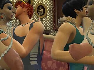 คุณย่าชาวเยอรมันและผู้หญิงที่อยากเย็ดใน Sims 4 porn