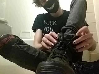 Solo male shows off his dirty and sweaty feet in high definition