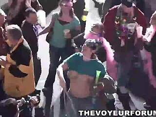 HD video of a group of babes flaunting their nice tits at Mardi Gras