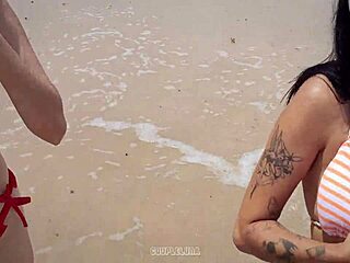 African babes Gabbie Luna and Rennan Luna get caught in the act on the beach