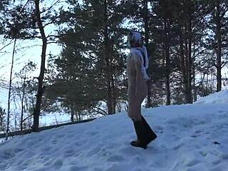 Russian amateur fetish compilation with golden shower and urine on white snow
