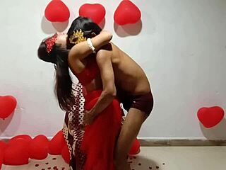 Video de sexo indio casero de una pareja casada entregándose a la acción dura y dura en el Día de San Valentín