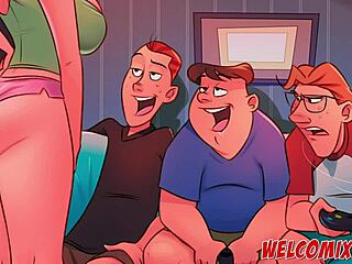 Animated group gets naughty in a cartoon-style gangbang