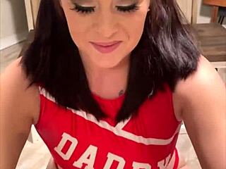 Cheerleader with a big ass rides an older man for money to go to cheer camp