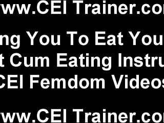 Gay femdom porn: Eat your own cum cei to show your respect