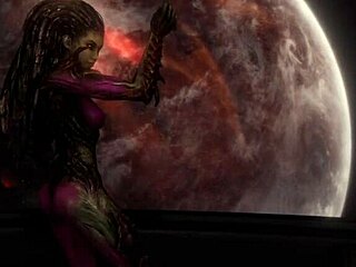 Kerrigan's sensual performance of alien erotica aboard a spaceship