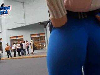 Curvy Latin ladies flaunting their big booties in tight pants