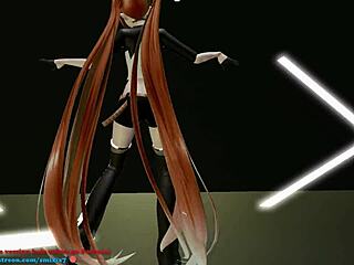 Kirigayahs Miku se despindo e dançando em um vídeo Hentai 3D